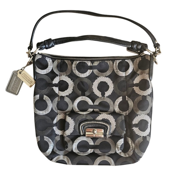 Coach Kristin Y2k Jaquard Fabric Embroidered OP Art Hobo Shoulder Bag - Picture 1 of 9